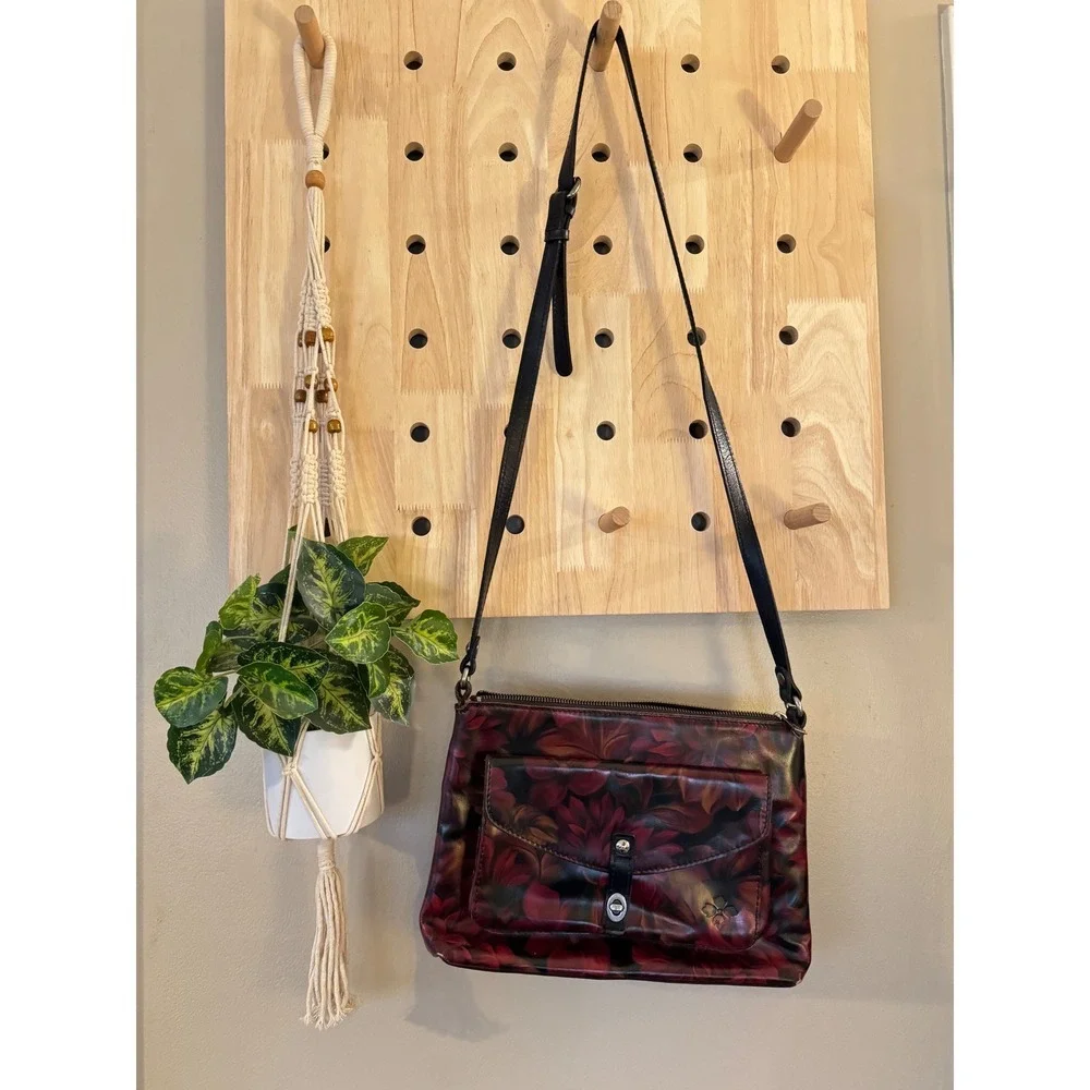 Patricia Nash Kirby East West leather crossbody bag "Rustic Mums" - Picture 1 of 9